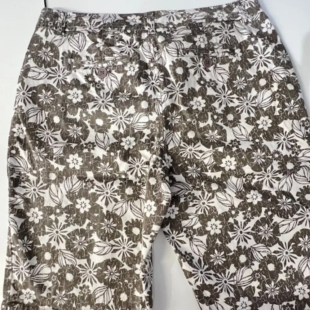 Sonoma Life + Styles Women's Tan & Brown Floral Print Walking Shorts Size 12
